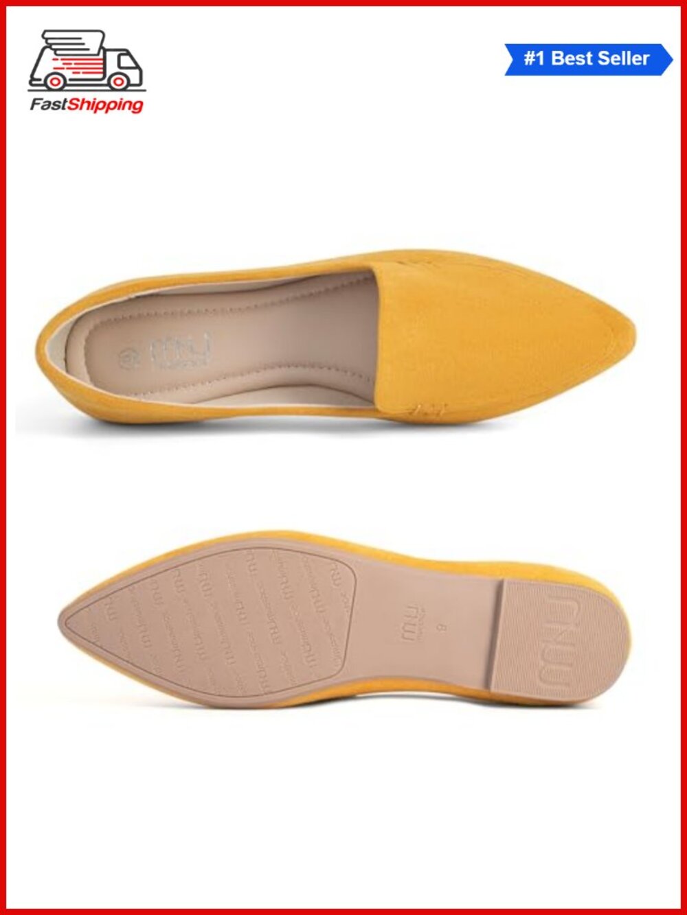MUSSHOE Pointed Toe Flats Faux Suede Slip On Loafers Comfort Work - Picture 5 of 6